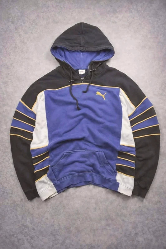 Sweat à capuche vintage Puma Bleu taille XL
