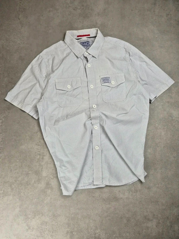Chemise manche courte à carreaux Superdry Blanc taille L