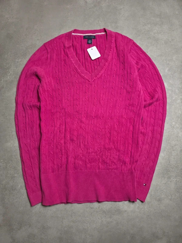 Pull torsadé col v Tommy hilfiger Rose Fuchsia taille M