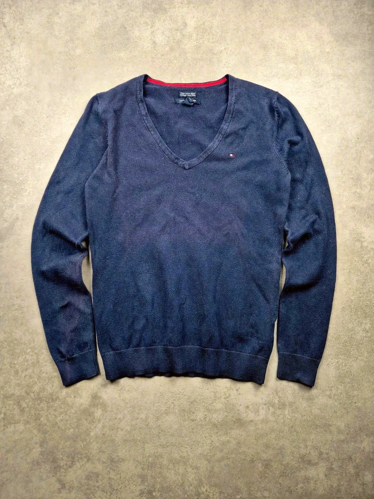 Pull col v fin Tommy hilfiger Bleu Marine taille S