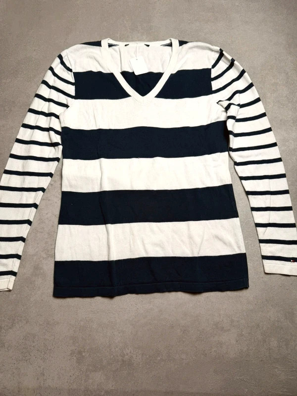 Pull fin Tommy hilfiger Blanc, Bleu Marine taille M THM031 o
