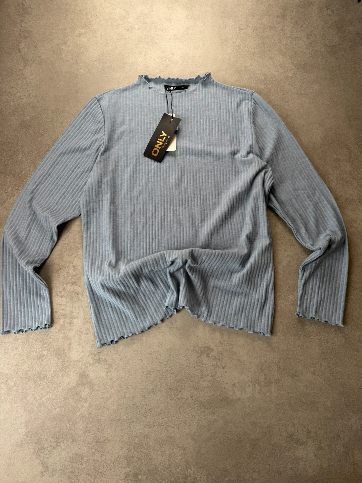 Top Only col montant ML côtelé bleu clair XXL ONL1517