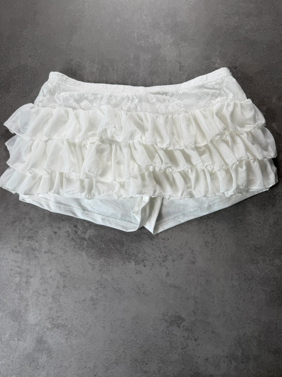 Short jupe Shein volants dentelle blanc M SHE1587