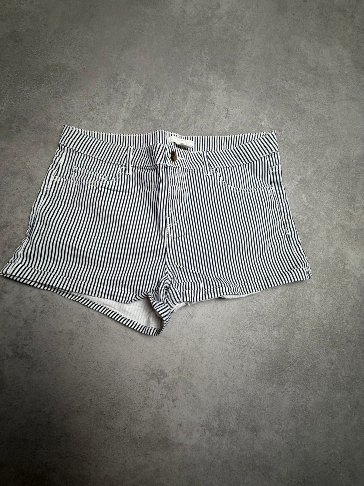 Short taille haute rayé noir et blanc coton stretch 40