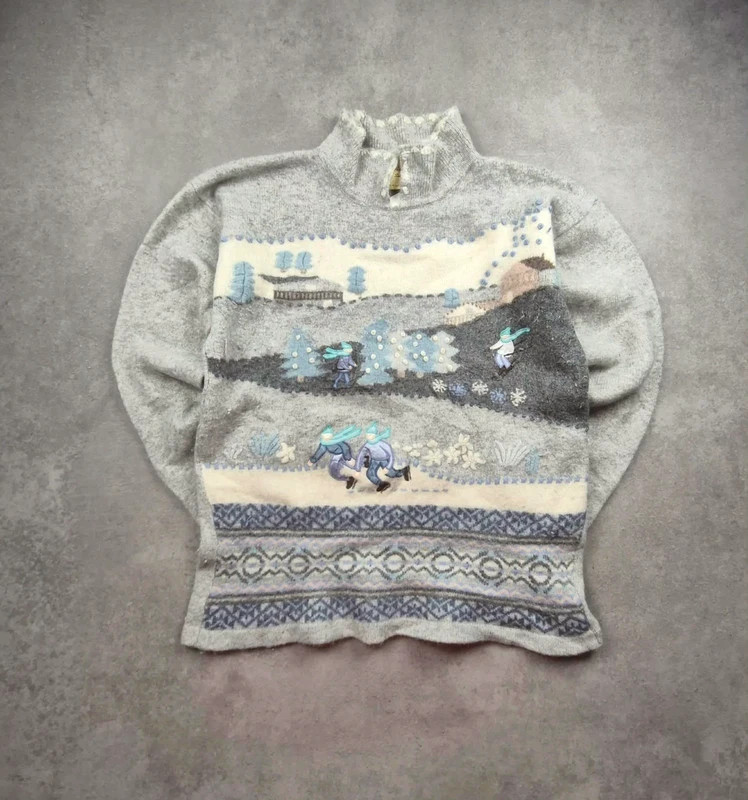 Pull d'hiver laine d'agneau Angela baraldi Gris taille L AB123