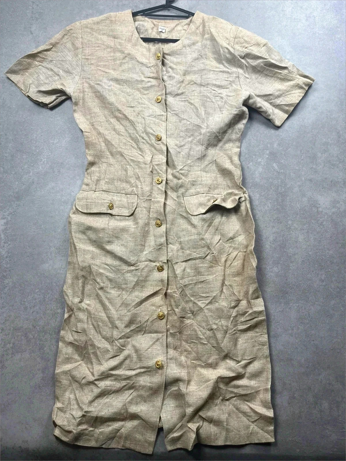 Robe en toile de jute avec épaulette Vintage dressing Beige Taille S Y2K