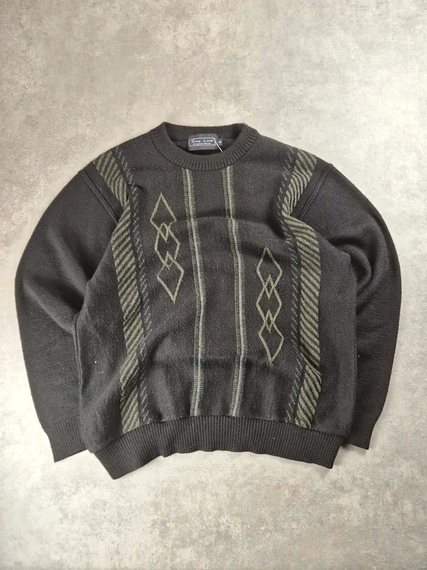 Pull vintage 50% laine Easy line Noir taille L ELO364