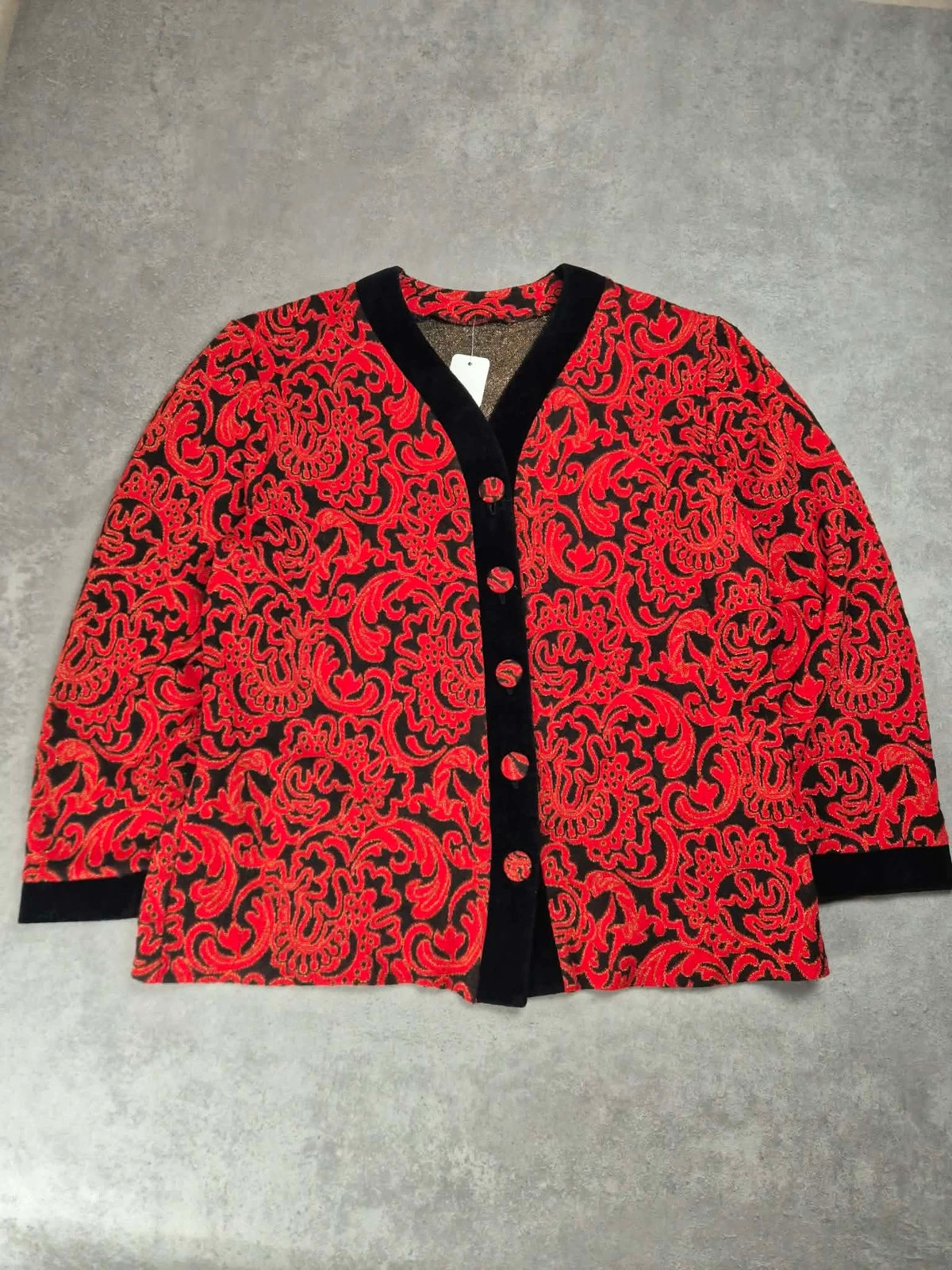 Cardigan velour Vintage Rouge taille L NB0547