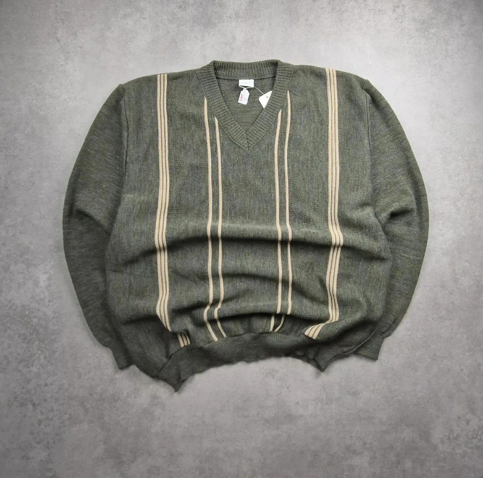 Pull col v Vintage Vert taille XL VI101