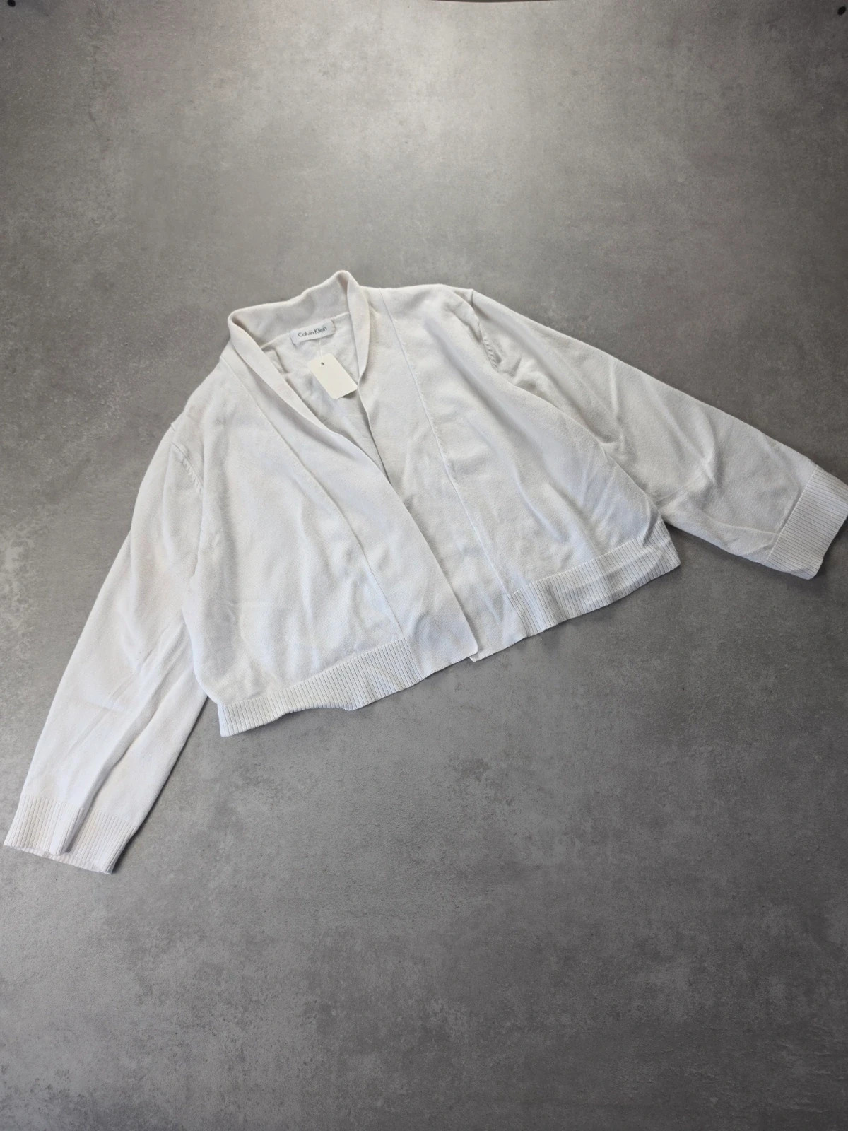 Cardigan Calvin Klein blanc court manches 3/4 CAR067