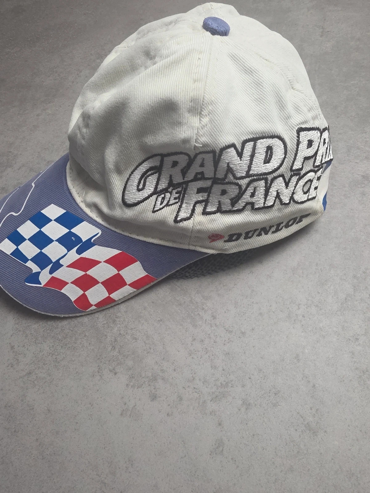 Casquette vintage Dunlop Grand Prix de France Le Mans blanche