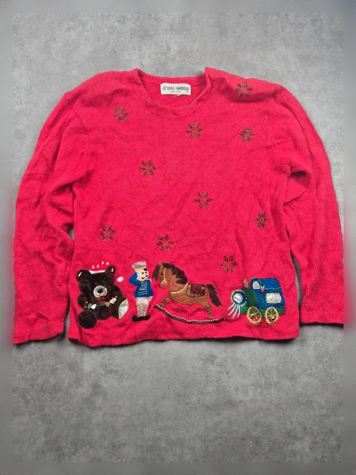 Pull de noel Victoria harbour Rouge taille M