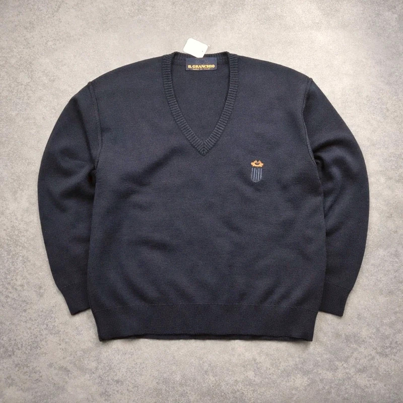 Pull col v made in italy Il granchio Noir taille L ILG112