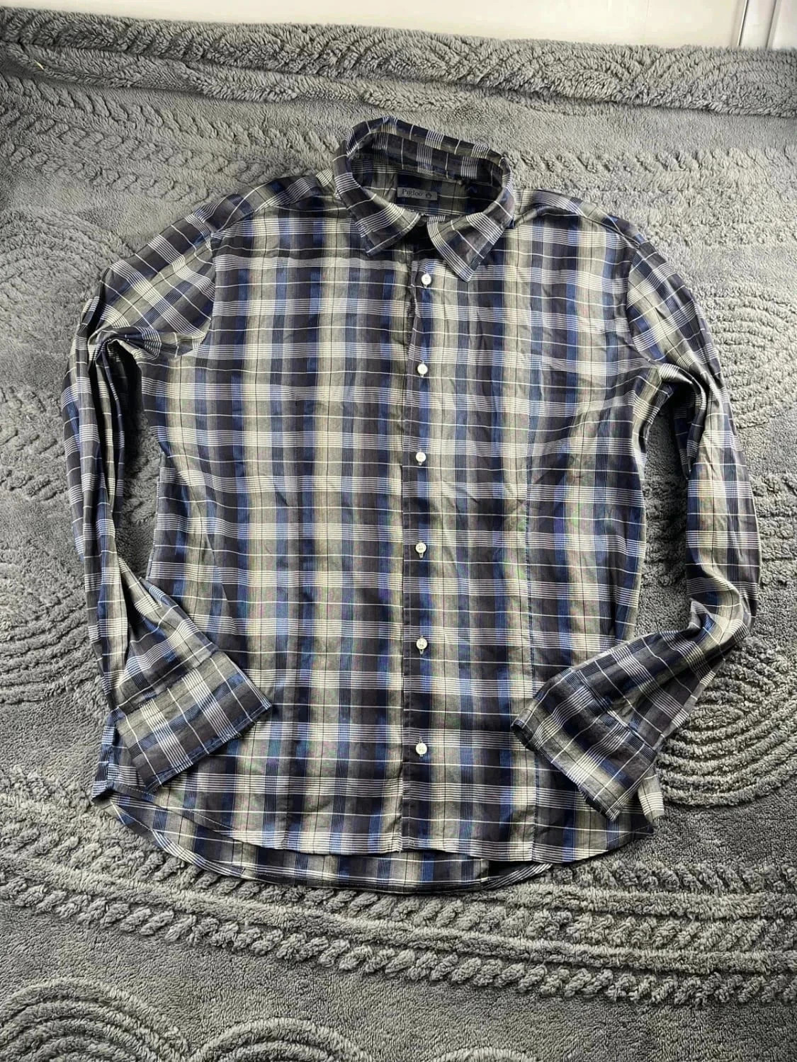 Chemise Pegloo – Bleu & Noir – Taille L – Très bon état