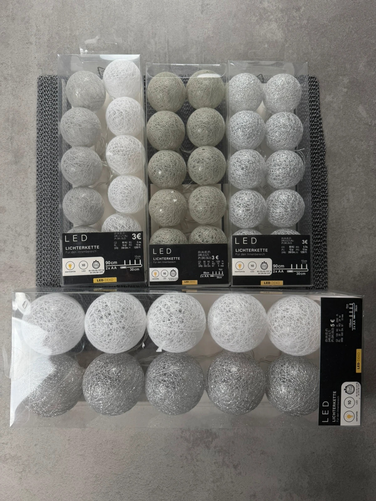 Lot 5 guirlandes lumineuses LED boules coton TEDi neuves