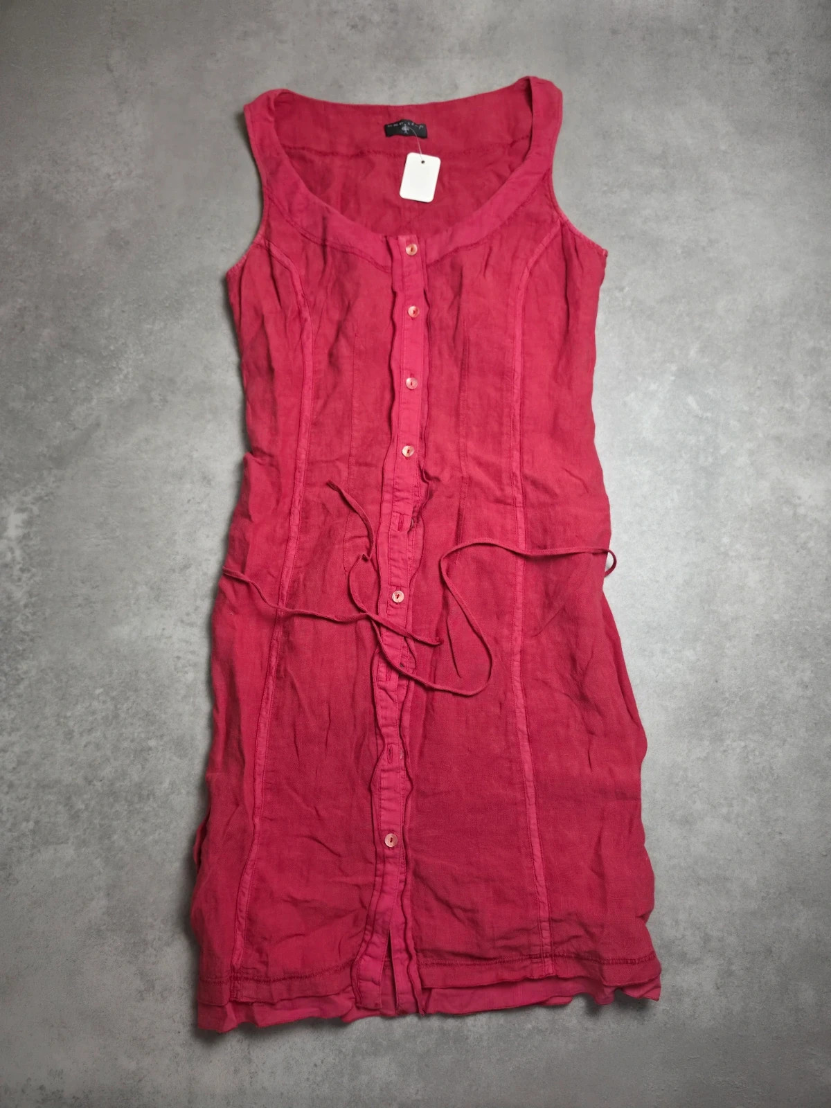Robe One Step lin rouge sans manches boutonnée 38 OS0330