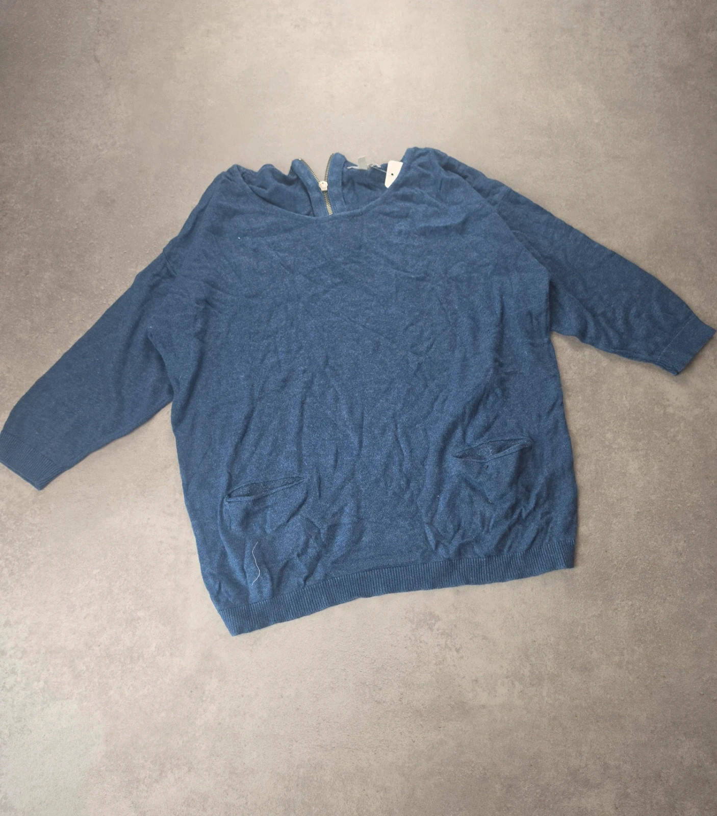 Pull Etam col zippé bleu poches détails L ET0390