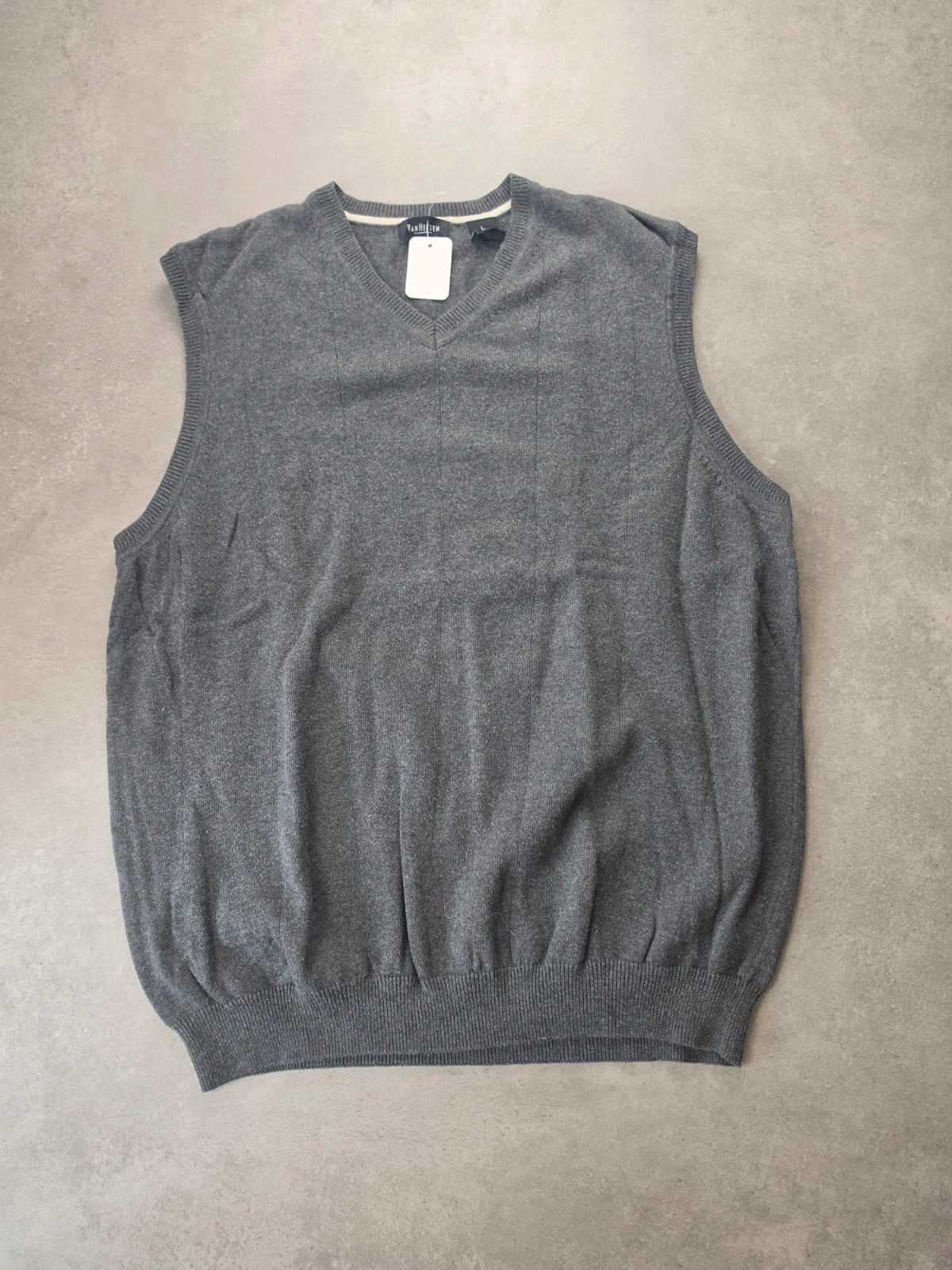 Pull sans manches Van Heusen gris col V coton L VA0630