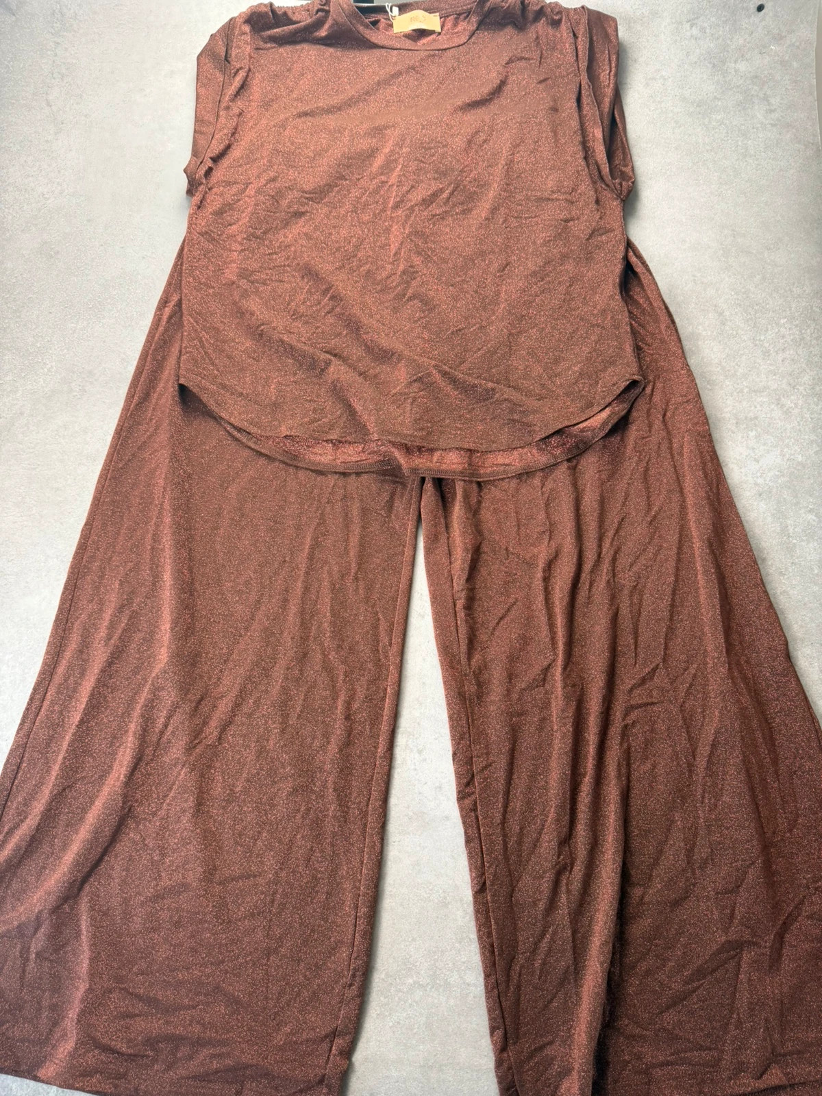Ensemble Free For Humanity paillette taille unique haut+pantalon cuivre ENS070
