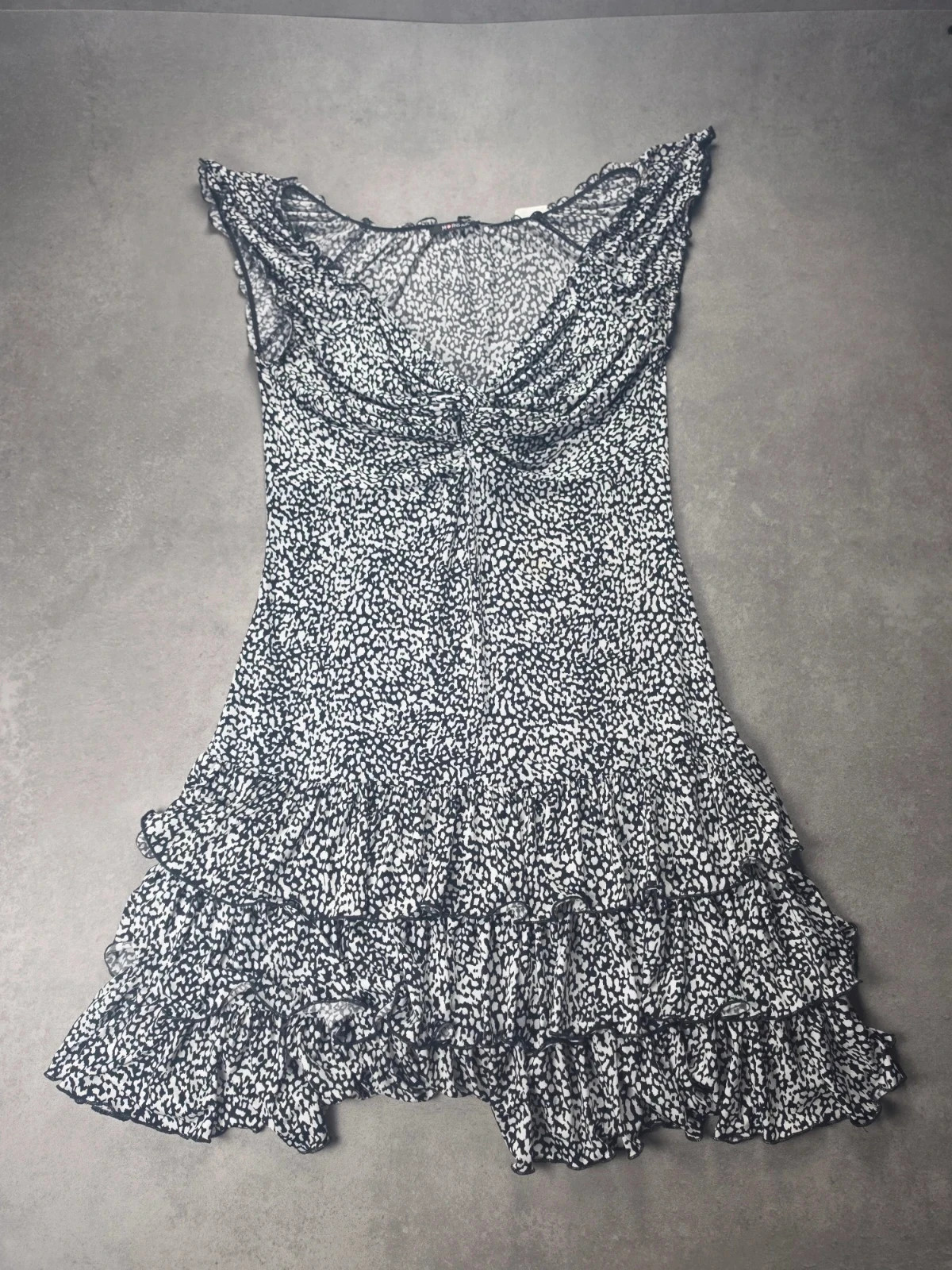 Robe Morgan imprimé léopard volants noir blanc M MOR1141