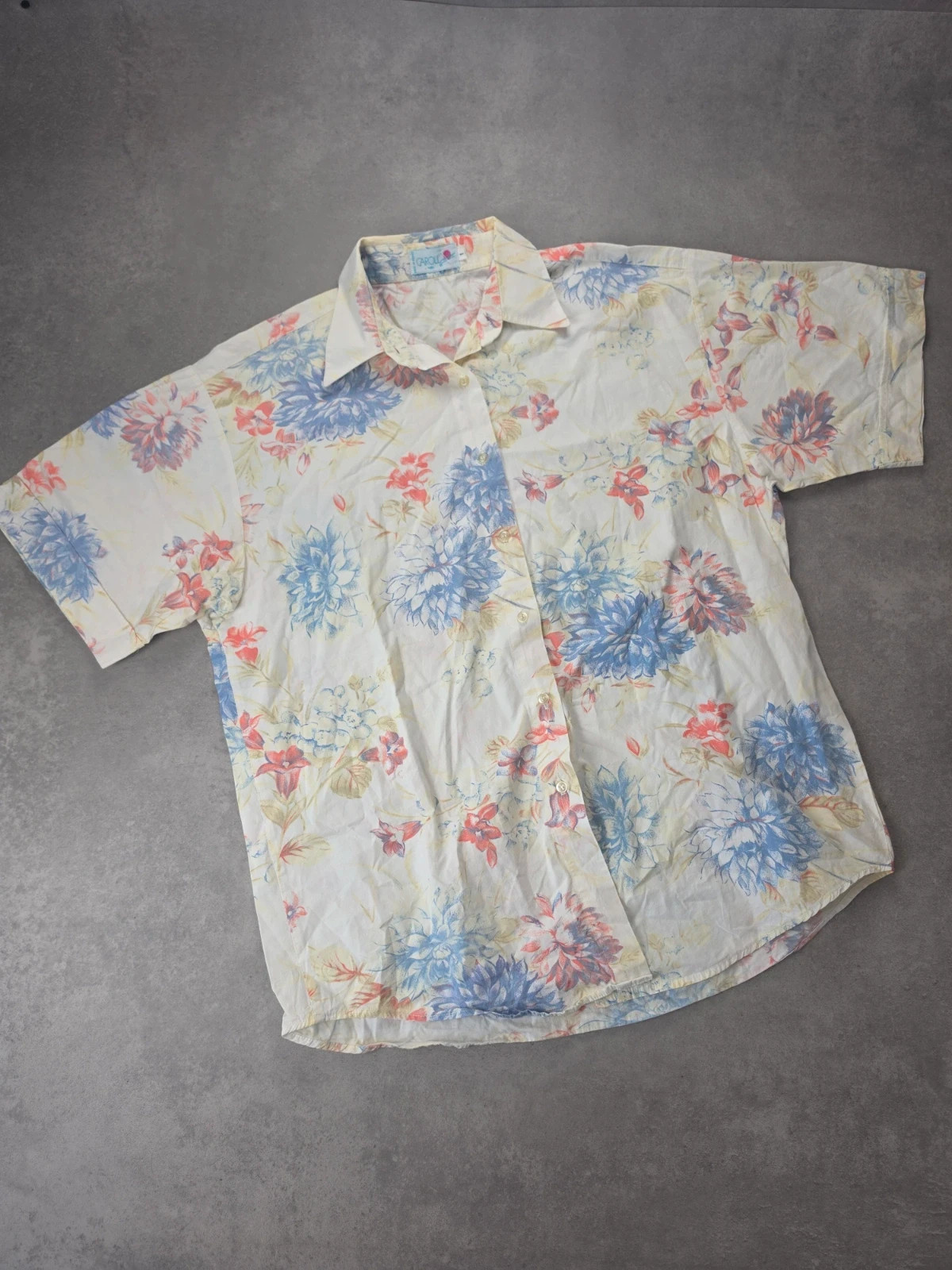 Chemise Caroll fleurie vintage manches courtes XXL CAR1163