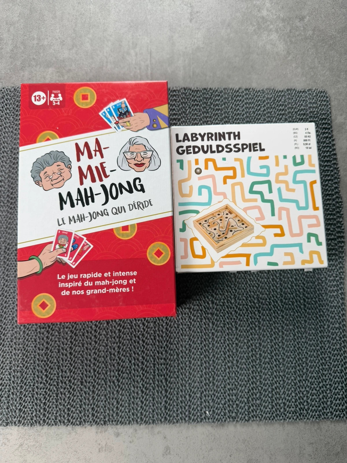 Lot 2 jeux Ma-Mie-Mah-Jong Hasbro + Labyrinthe bois