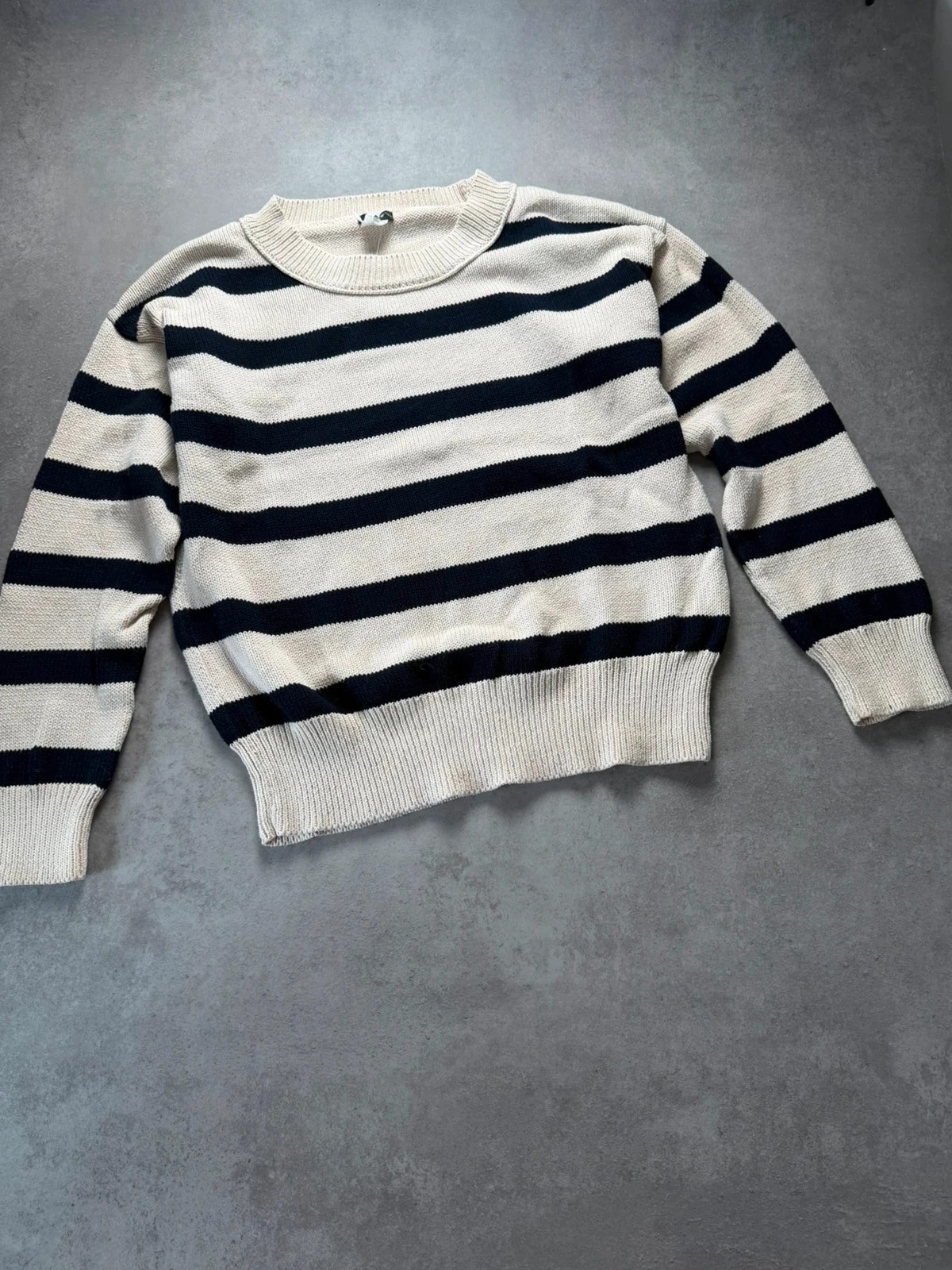 Pull J.Crew rayé coton beige marine L JCR218