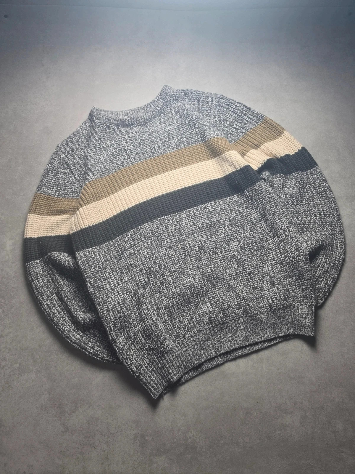 Pull Harris X Lewis rayé gris chiné L HXL024